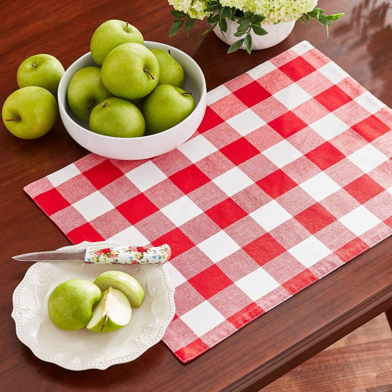 C&F Home Teagan Reversible Placemat — 13x19" Quilted Cotton, Machine Washable, Bright Floral & Shibori Print