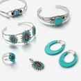 thumbnail image 6 of Bling Jewelry Womens Wide Flat Black Blue Turquoise Gemstone Hoop Huggie Earrings Sterling Silver, 6 of 6