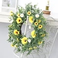 thumbnail image 5 of Artificial Faux Olive Wreath with Linen Bow for Front Door Weather Resistant Indoor Outdoor Farmhouse Decor, 5 of 7