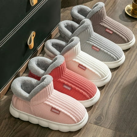 Winter Plush Cotton Slippers Women Men Snow Boots Cartoon Flip Flops Warm Slides Girls Boys Shoes Indoor House Couples Slippers