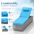 thumbnail image 3 of Outdoor Lounge Chairs, Seizeen Rattan Chaise Lounge Set of 2, All-weather Pool Recliner w/Side Table, Light Gray Cushions, Adjustable Backrest, 3 of 9