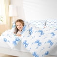 thumbnail image 4 of Feelyou Teens Kawaii Bow-tie Queen Comforter Set, Butterfly Knot Princess Bedding Sets, Love Heart White Blue Reversible Bedding Comforter Set, Lightweight Room Decor, 3-Piece, 4 of 8