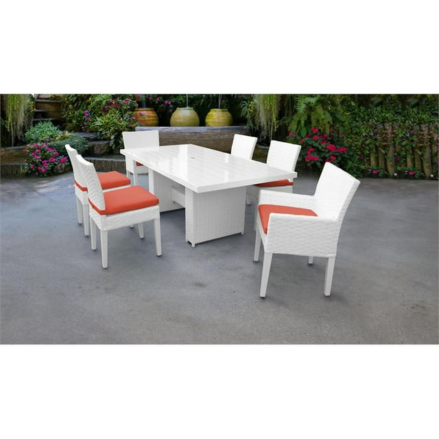 Table de Salle à Manger Patio Rectangulaire Monaco 4 Chaises Sans Bras 2 Fauteuils