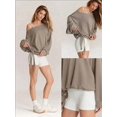 thumbnail image 4 of Women'S Sweatshirts Oversized Off the Shoulder Pullover Tops Casual Long Sleeve Comfy Fall Outfits Khaki S, 4 of 9