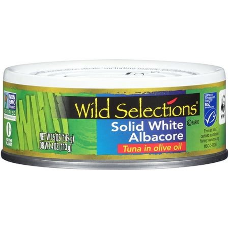 Wild Selections Solid White Albacore Tuna in Olive Oil, Canned Tuna Fish, High Protein Food, 5oz