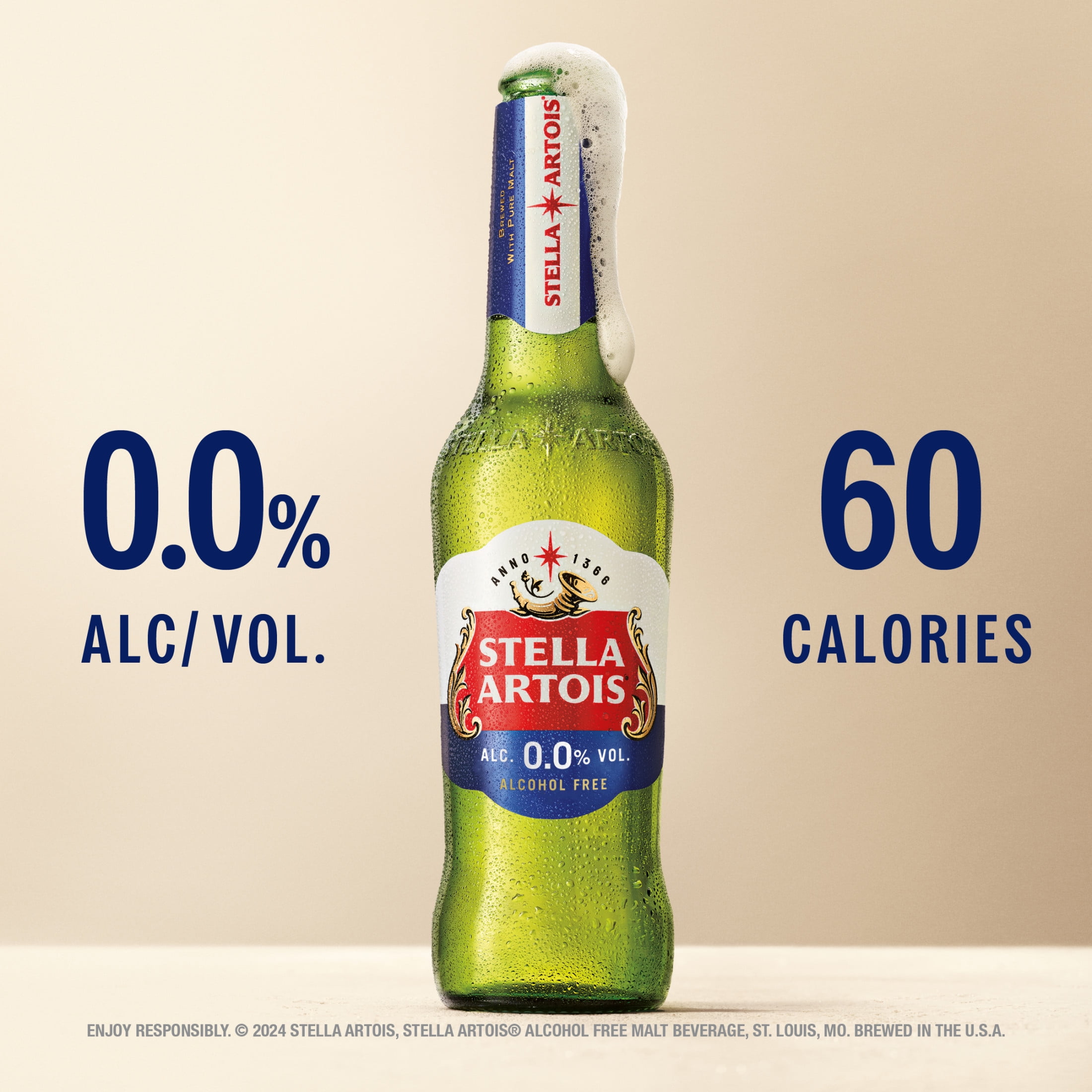 Stella Artois 0.0 Non-Alcoholic Lager Beer 6 pack 11.2 fl oz Glass Bottles