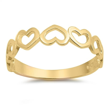 CHOOSE YOUR COLOR Gold-Tone Heart Cute Love Promise Ring New .925 Sterling Silver Band