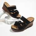 thumbnail image 5 of Women's Wedge Sandals Cute Flower Platform Slip on High Heeled Slides Open Toe Cork Wedges Heels Summer Dressy Shoes Black Size 7, 5 of 9
