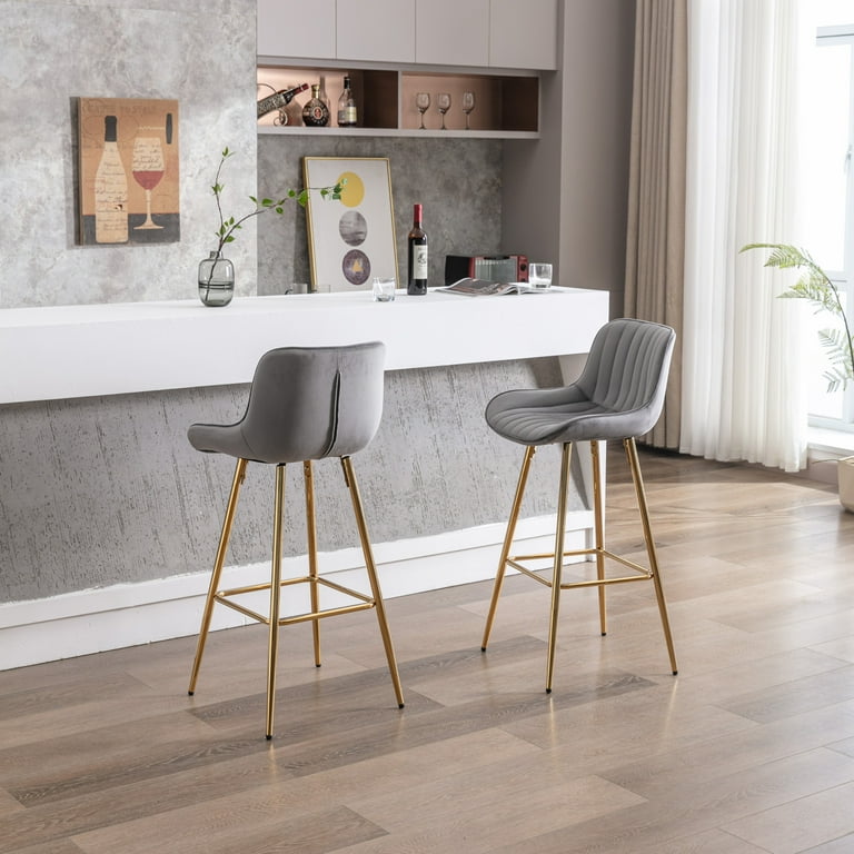 Grey Bar Island Chairs 30 Inch Set Of Bar Stools, Counter Height