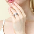 thumbnail image 3 of BERRICLE Sterling Silver Bubble Wedding Rings Bezel Set Round Cut Cubic Zirconia CZ Eternity Ring Set for Women, Rhodium Plated Size 9, 3 of 11