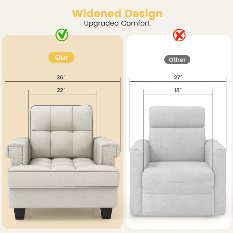 Finihen Accent Chair, Upholstered Accent Armchair, Mid-century Modern Accent Armchair Tufted Linen Club Chair, for Living Room, Bedroom, Reception Room, Beige Finihen Accent Chair, Upholstered Accent Armchair, Mid-century Modern Accent Armchair Tufted Linen Club Chair, for Living Room, Bedroom, Reception Room, Beige