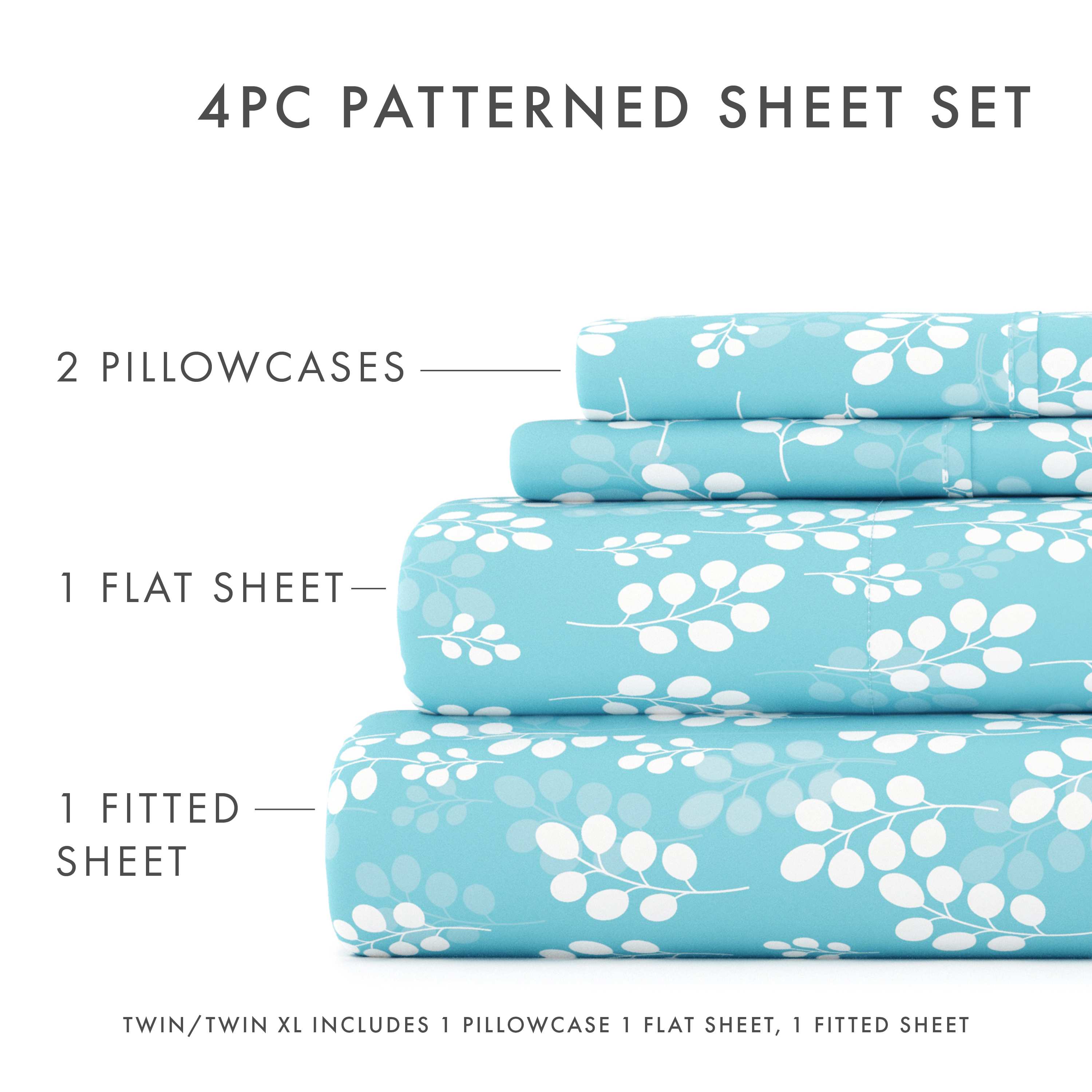 Noble Linens 4 Piece Pattern Microfiber Bed Sheets Set, Pale Wheat, California King