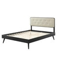 thumbnail image 3 of Platform Bed Frame, Full Size, Wood, Black Beige, Modern Contemporary Urban Design, Bedroom Master Guest Suite, 3 of 10
