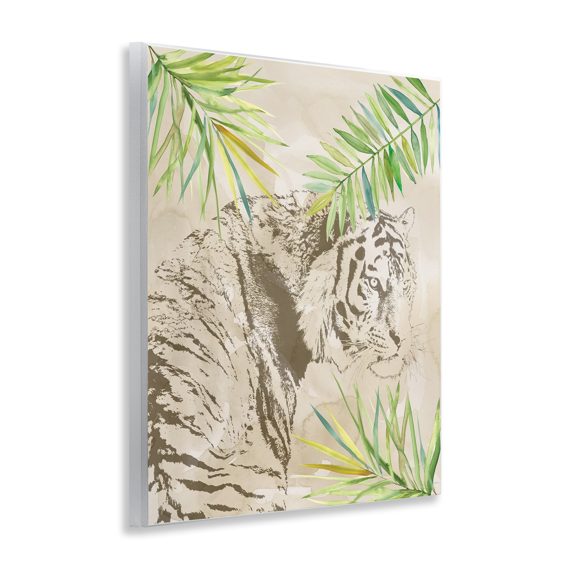 Stupell Industries Tiger Impression & Palms Animals Painting Unframed Art Print Wall Art, 11 x 14