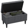 thumbnail image 1 of HOMCOM Ottoman de Rangement, Banc de Bout de Lit en Tissu de Lin, Gris, 1 of 10