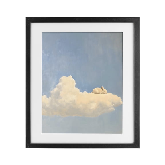 Stupell Industries Eclectic Sleeping Bunny on Cloud Black Framed Print Under Glass, 13 x 16, by The Prints Vibe