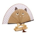thumbnail image 6 of Farfi Vintage Cat Pattern Tassel Dancing Folding Hand Fan Craft Gift Home Decoration (Black), 6 of 13