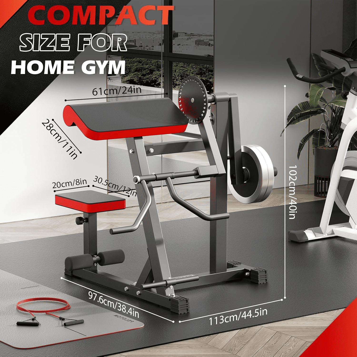 2-in-1 Upgrade Bicep Tricep Curl Machine with Foot Pedal and Adjustable Seat, Plate Loaded Preacher Curl Bench Seated Arm Isolated, Bicep Curl and Triceps Extension Machine for Home Gym Workout