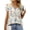 Ditsy Floral White, variant on Womens Tops Summer Double Ruffle Short Sleeve V-Neck Casual Blouses, White Blue-3XL(US 24-26)