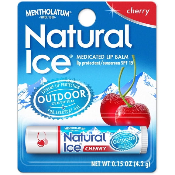 Mentholatum Natural Ice Lip Balm - Cherry - 0.15 oz - SPF 15 - pack of 12
