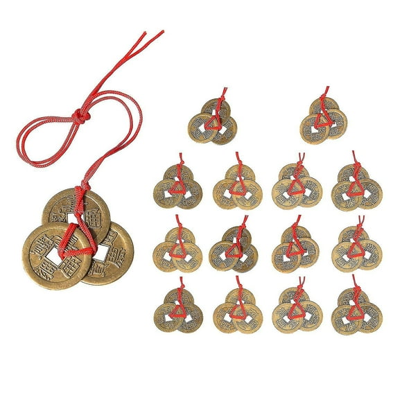 10 Chinese Fortune Coins Feng Shui Coins Traditional Coins With Red String Good Luck Fortune Coin I-ching Coins For Wealth Niuniu