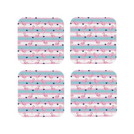 

Drink Coasters Set of 4 Flamingo1 Leather Coasters for Coffee Table Protector Heat Resistant Cute Coasters for Home Decor Housewarming Gifts Bar Kitchen 4 Inch Square