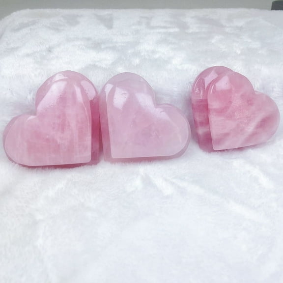 1pc Natural Rose Quartz Twin Hearts Sculpture | Hand-Polished | Symbol of Everlasting Love | 2.76-3.15 inch (7-8 cm) | 200-300g