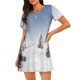 thumbnail image 1 of Fotbe Snowman And Christmas Tree Bata de Dormir para Mujer con Estampado, Camisón de Algodón de Manga Corta, Ropa de Dormir Casual, 1 of 6