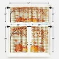 thumbnail image 4 of Fall Kitchen Curtains Autumn Pumpkin Window Curtains and Valances Set 36 Inch, Thanksgiving Short Tier Curtain, Maple Tree Leaves Yellow Checked Small Kitchen Decor, 4 of 6