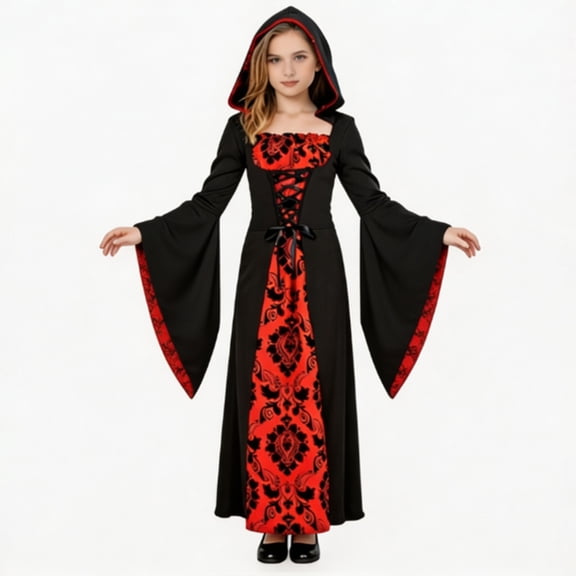 KAUOD Girls Vampire Princess Dress Clothes Halloween Party Dresses for Kid Age 3-12