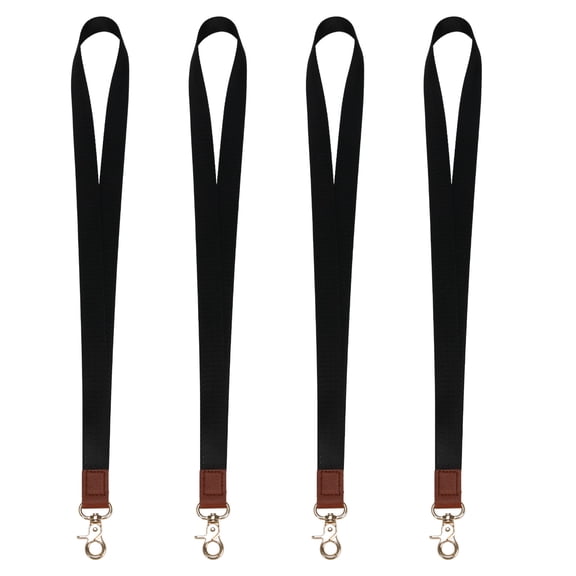 4 Pcs Lanyards - Black Lanyard Holder with Metal Clasp for Keys, ID Badges, Cards, Car Keys, Wallet