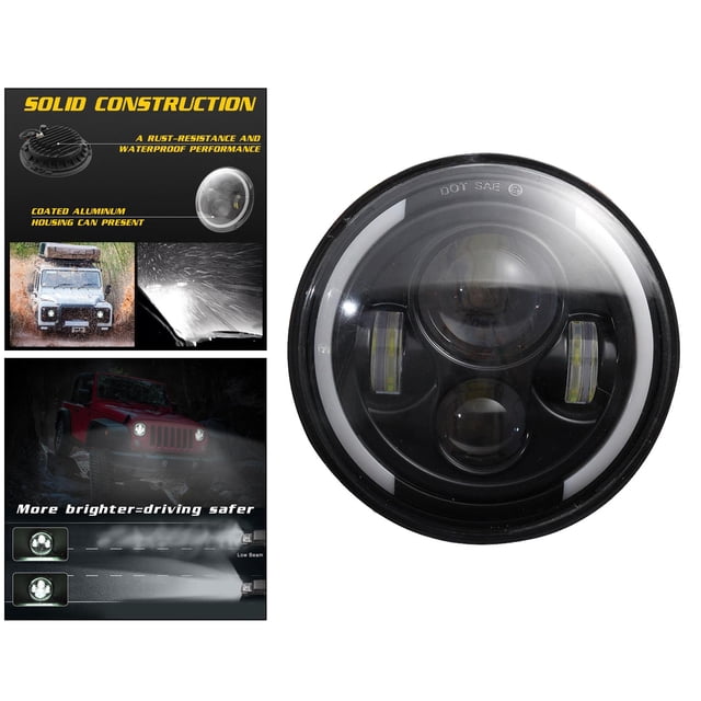 Lohobby - delanteros redondos de 7 pulgadas, 200 W, luces intermitentes para Cola faros de halo