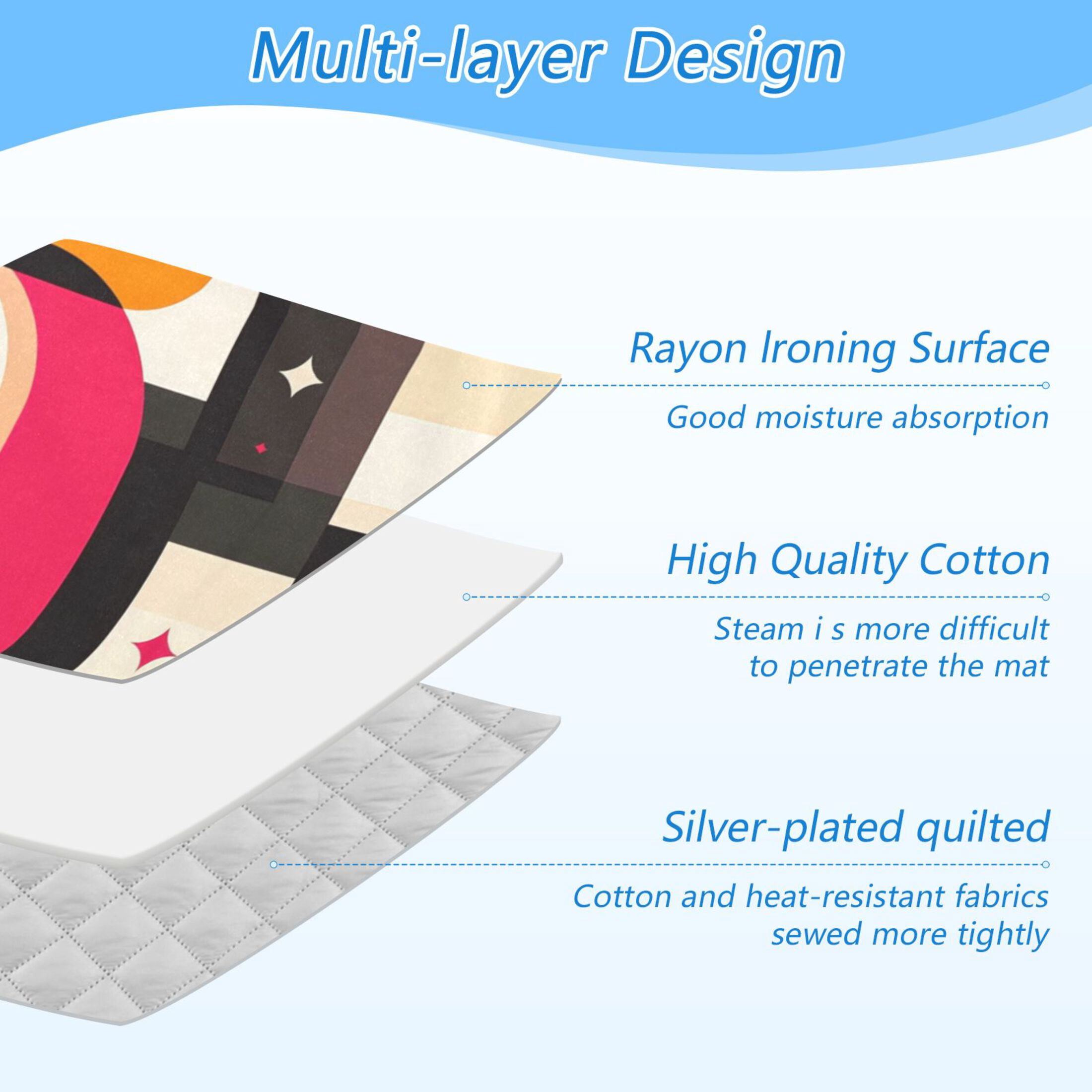 Brown Modernist Design Ironing Mat Blanket for Table Top Travel Portable Ironing Board Pad 47.2x27.6 Inch