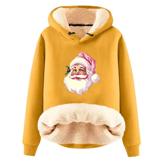 Chaquetas y abrigos casuales con capucha de manga larga para mujer, jersey con capucha de manga larga, top con estampado navideño, abrigo casual, top de poliéster para mujer
