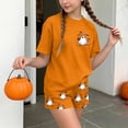 thumbnail image 5 of SERTGUTR Girls' Halloween Outfit Set Short Sleeve Crew Neck Top Elastic Waist Shorts Cute Ghost Print Soft Breathable Homewear School Party Everyday Wear, 5 of 9