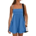 thumbnail image 2 of Womens Summer Rompers 2026 Casual Spaghetti Strap Short Jumpsuits with Pockets Royal Blue 2XL, 2 of 8