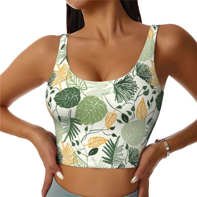 Balery Hawaiian Style Sujetadores deportivos con espalda cruzada para mujer, acolchados, sin costuras, de alto impacto, ideales para yoga, gimnasio, entrenamiento y fitness.-Medium