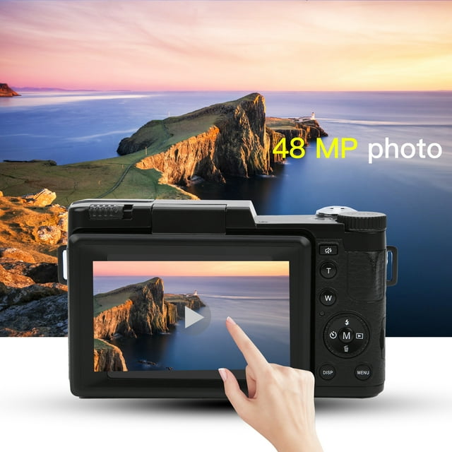 Cámara Digital Cámara de Video de Alta Definición de 27K 48MP con WIFI Rotación de 180 Grados Cámara de Bolsillo con Pantalla LCD de 3 Pulgadas Videocámara DV para Viajes ANGGREK Otros