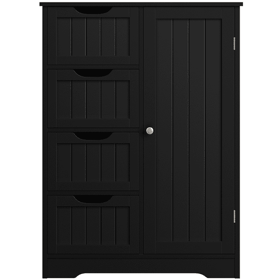 Alden Design Free Standing Bathroom Storage Cabinet with 4 Drawers, Black