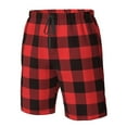 thumbnail image 5 of Disketp Men'S Swim Trunks Hawaiian Breathable Surf Beach Swimsuits Mesh Lining Beach Shorts With Pockets-Buffalo Plaid Red Black, 5 of 9