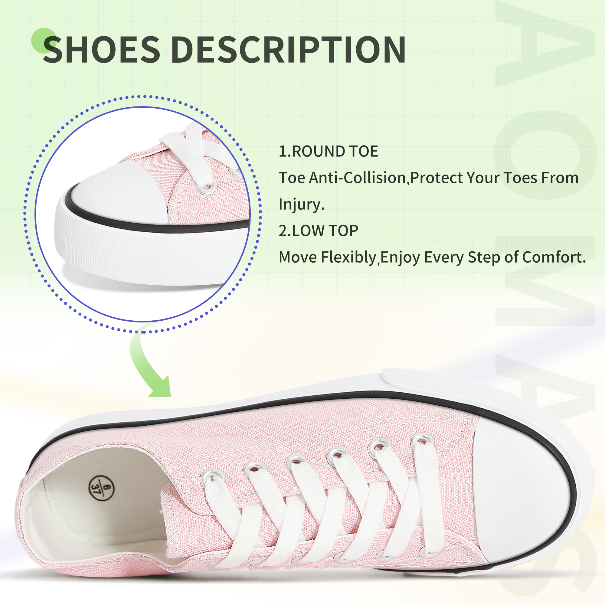 Aomais Women's Canvas Lace-Up Sneakers photo 3