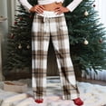 thumbnail image 4 of Women Winter Soild Color Pants Full Length Long Trousers Sports Pants with Plaid Print and Drawstring for Everyday Casual Style,Camel,L, 4 of 8