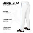 thumbnail image 4 of Exxact Sports Home Run Men's Baseball Pants with Piping - Full-Length, Semi-Relaxed Fit, Open-Bottom Adult Baseball Pants - (AS, White/Royal Piping), 4 of 7