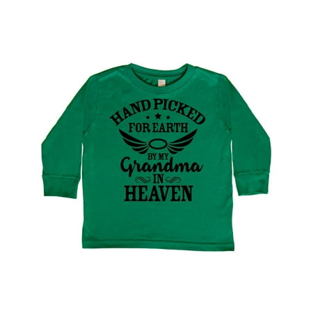

Inktastic Handpicked for Earth By My Grandma in Heaven Angel Wings Gift Toddler Boy or Toddler Girl Long Sleeve T-Shirt