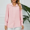 thumbnail image 5 of cfhntfmh Button down Shirts for Women Ruffle Long Sleeve Work Tops Textured Oversized Loose Collared Dressy Casual Blouse S-Xxl, 5 of 7