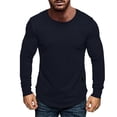 thumbnail image 4 of AWZXDE Men's Warm Solid Crewneck Sweatshirt, Comfort Wear Alone Long Sleeve Pullover for Casual Style Navy,XXL, 4 of 4