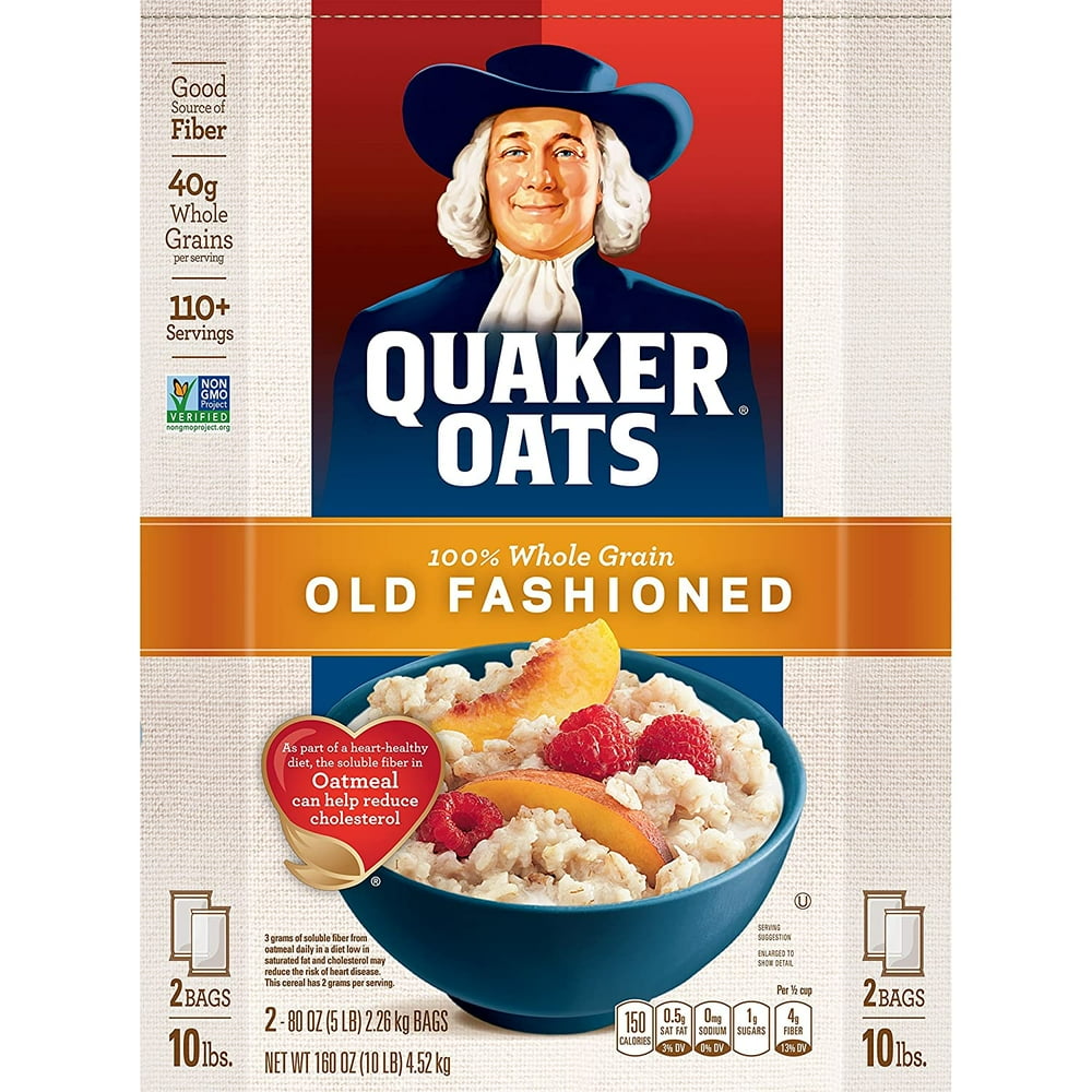 Quaker oats, old fashioned, 2 5 lb. bags, 100+ servings 10lb Walmart