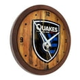 thumbnail image 2 of San Jose Earthquakes 20.25" Faux Distressed Barrel Top Clock, 2 of 5