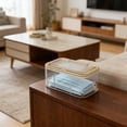 thumbnail image 1 of Wall Mounted Tissue Box with Spring-Loaded Lid, Plastic Mask Storage Organizer, Compact Space-Saving Holder, 22 x 13 x 11 cm, 1 Pack, Beige/Gold/Gray/Green, 1 of 6