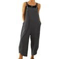 thumbnail image 1 of Salopette Ajustable Sans Manches en Coton et Lin pour Femmes, Ample, avec Poches, 1 of 7